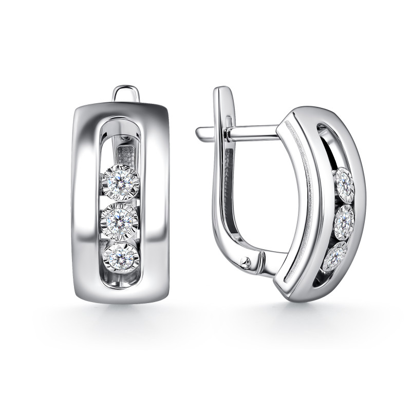 Серьги из белого золота с бриллиантами  (060381)