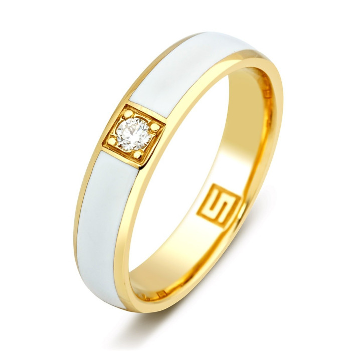 Обручальное кольцо с бриллиантом и эмалью Родос (009905)