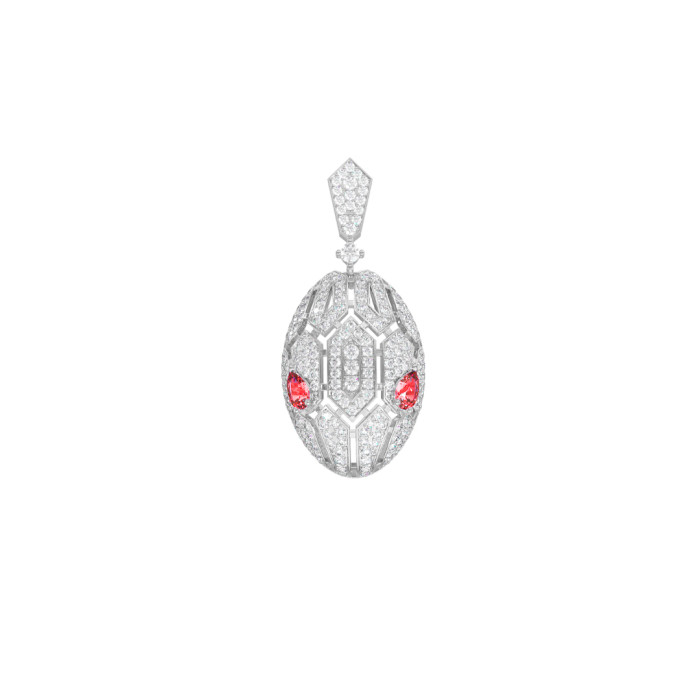 Кулон из белого золота с фианитами и корундами (056026)