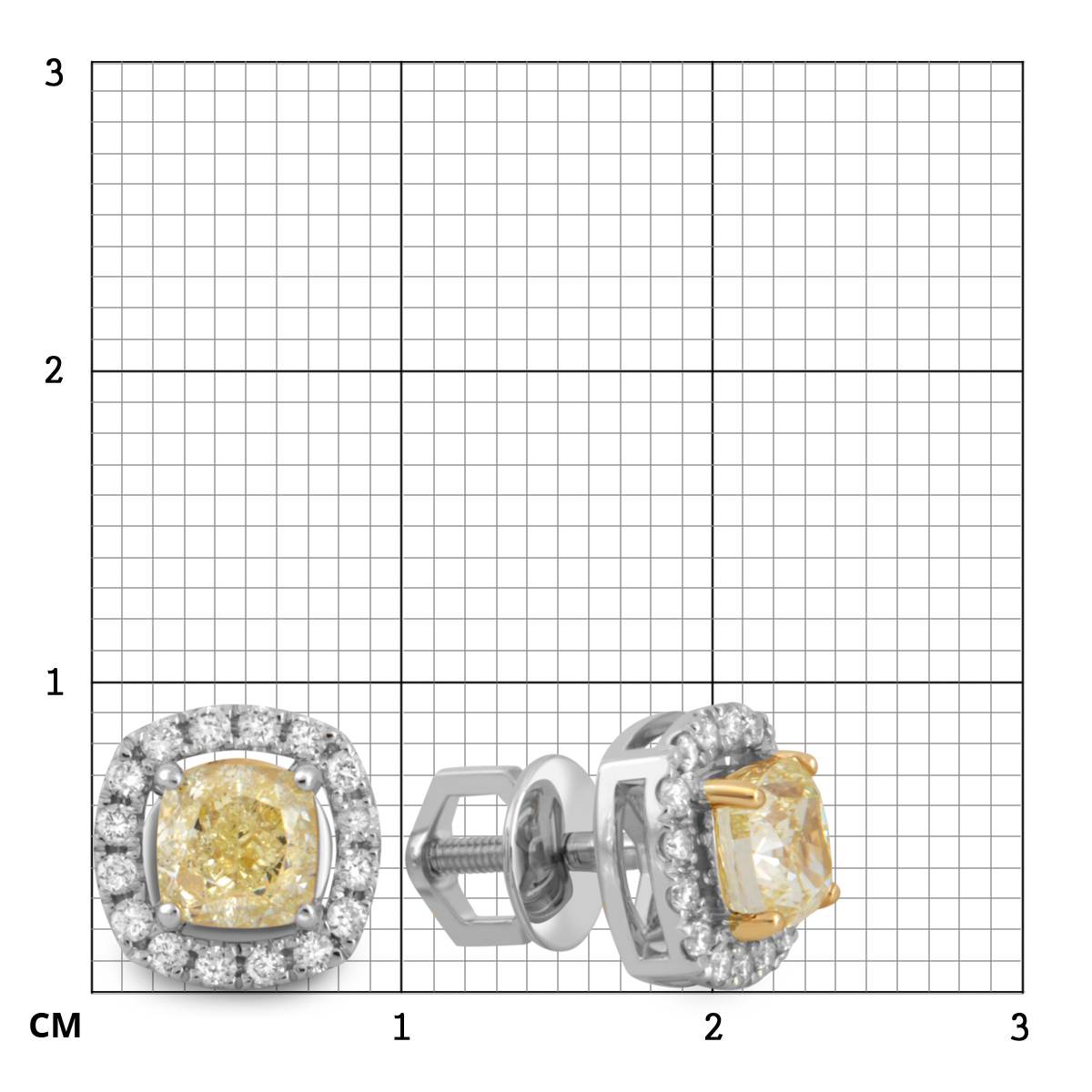 Серьги пусеты из белого золота с бриллиантами (054350)