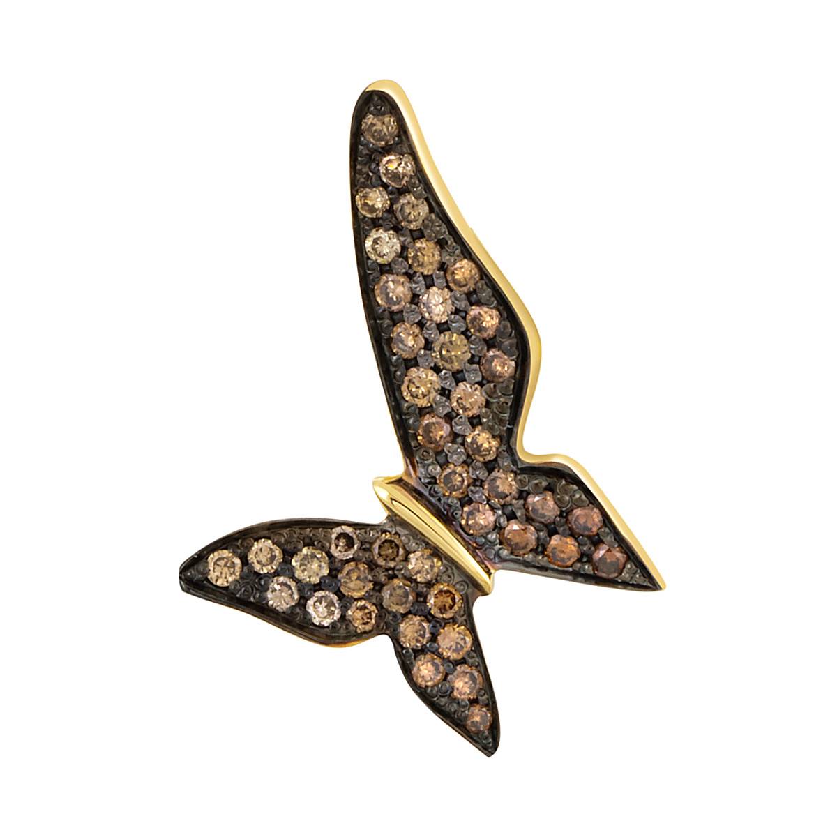 Кулон из жёлтого золота с коричневыми бриллиантами 