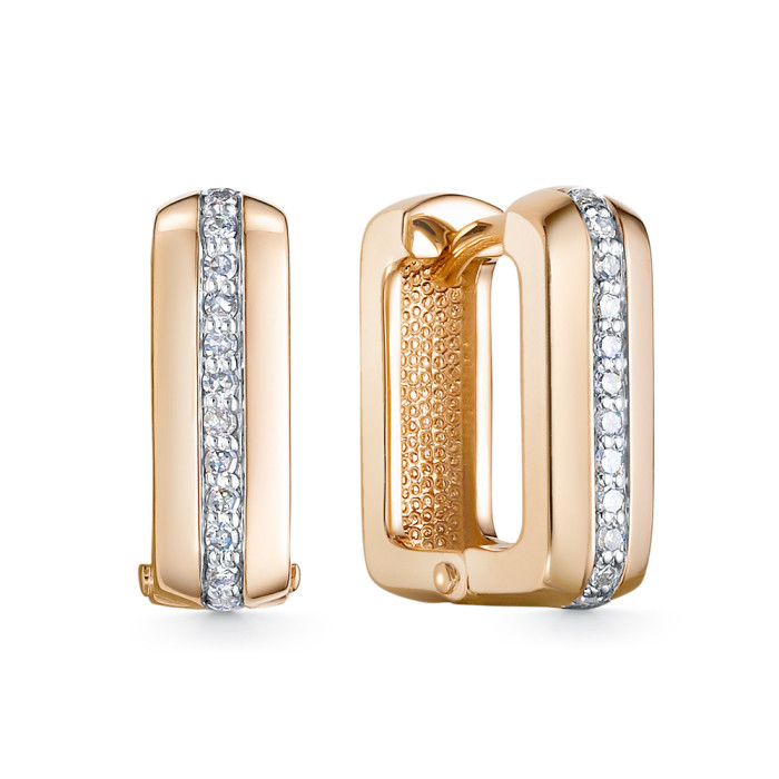 Серьги из красного золота с бриллиантами (052833)