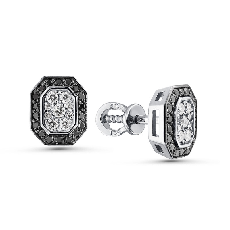 Серьги пусеты из белого золота с бриллиантами (061727)