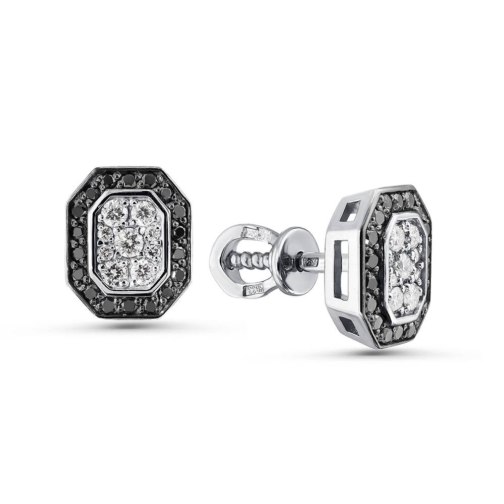 Серьги пусеты из белого золота с бриллиантами (061727)