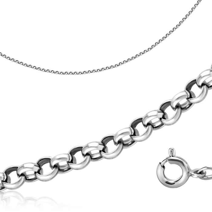 Цепь из белого золота, плетение "Ролло" (039404)