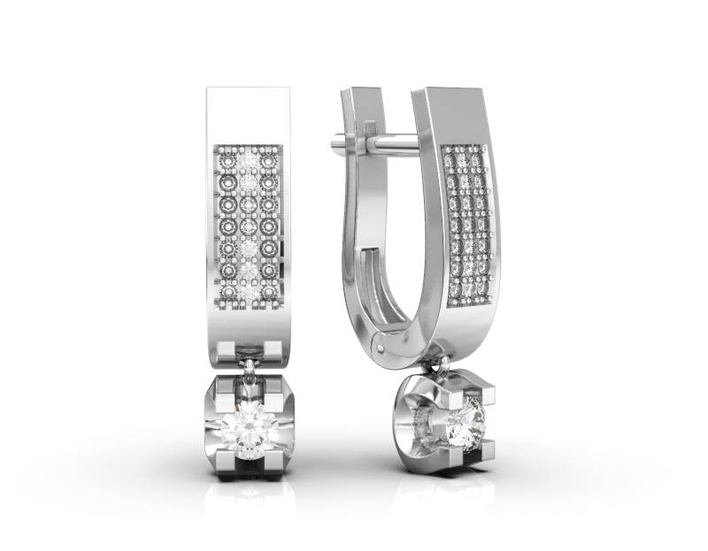 Серьги из белого золота с бриллиантами (052971)