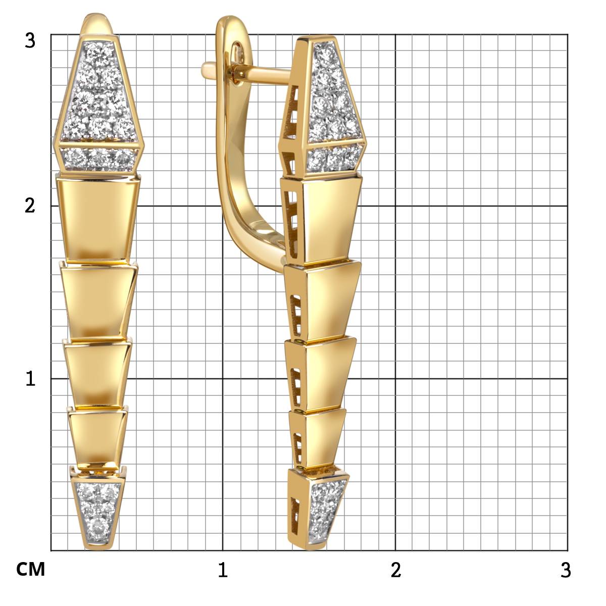 Серьги из жёлтого золота с бриллиантами (060146)