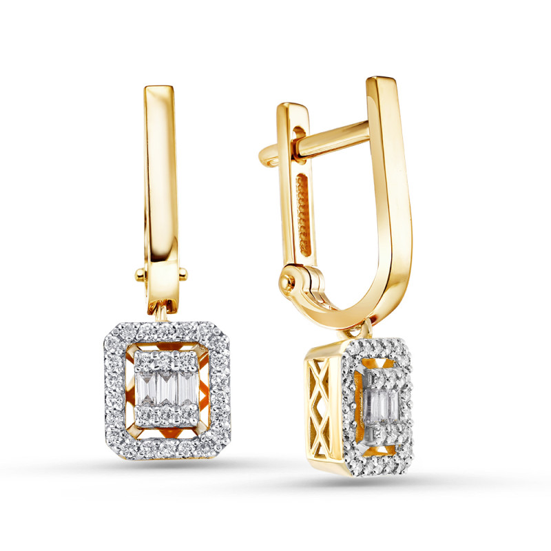 Серьги из жёлтого золота с бриллиантами (060891)