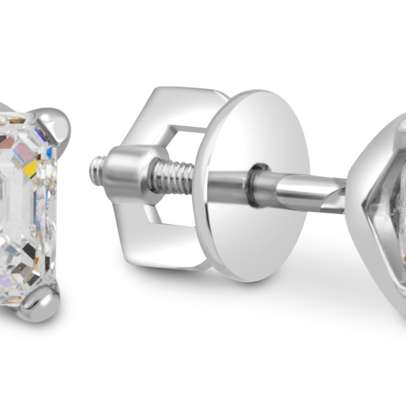 Серьги пусеты из белого золота с бриллиантами (049656)