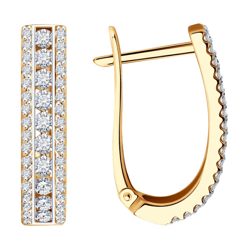 Серьги из красного золота с бриллиантами (052799)