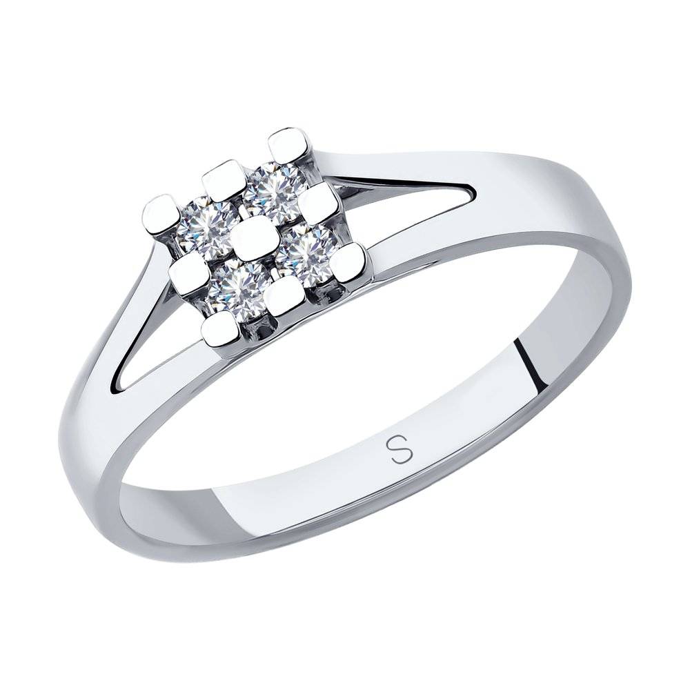 Кольцо из белого золота с бриллиантами (043296)