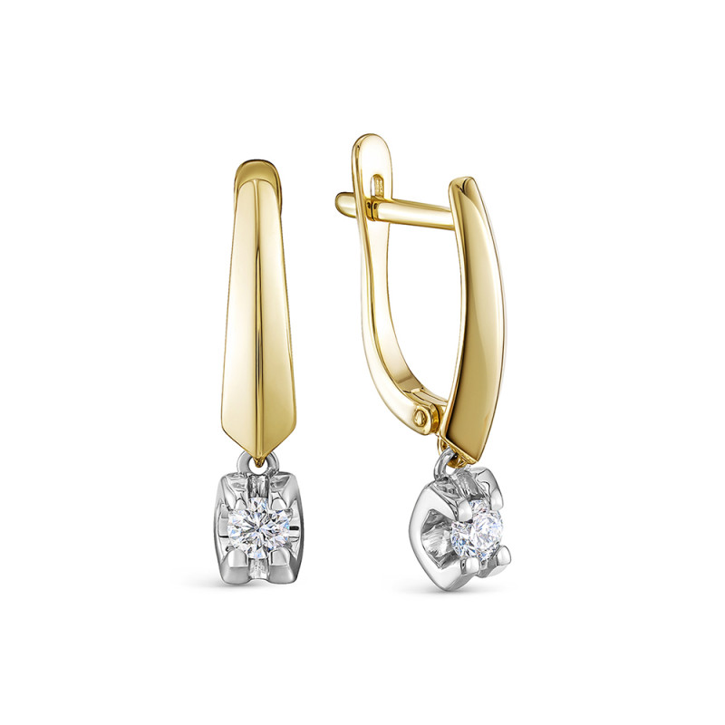 Серьги из комбинированного золота с бриллиантами (053997)