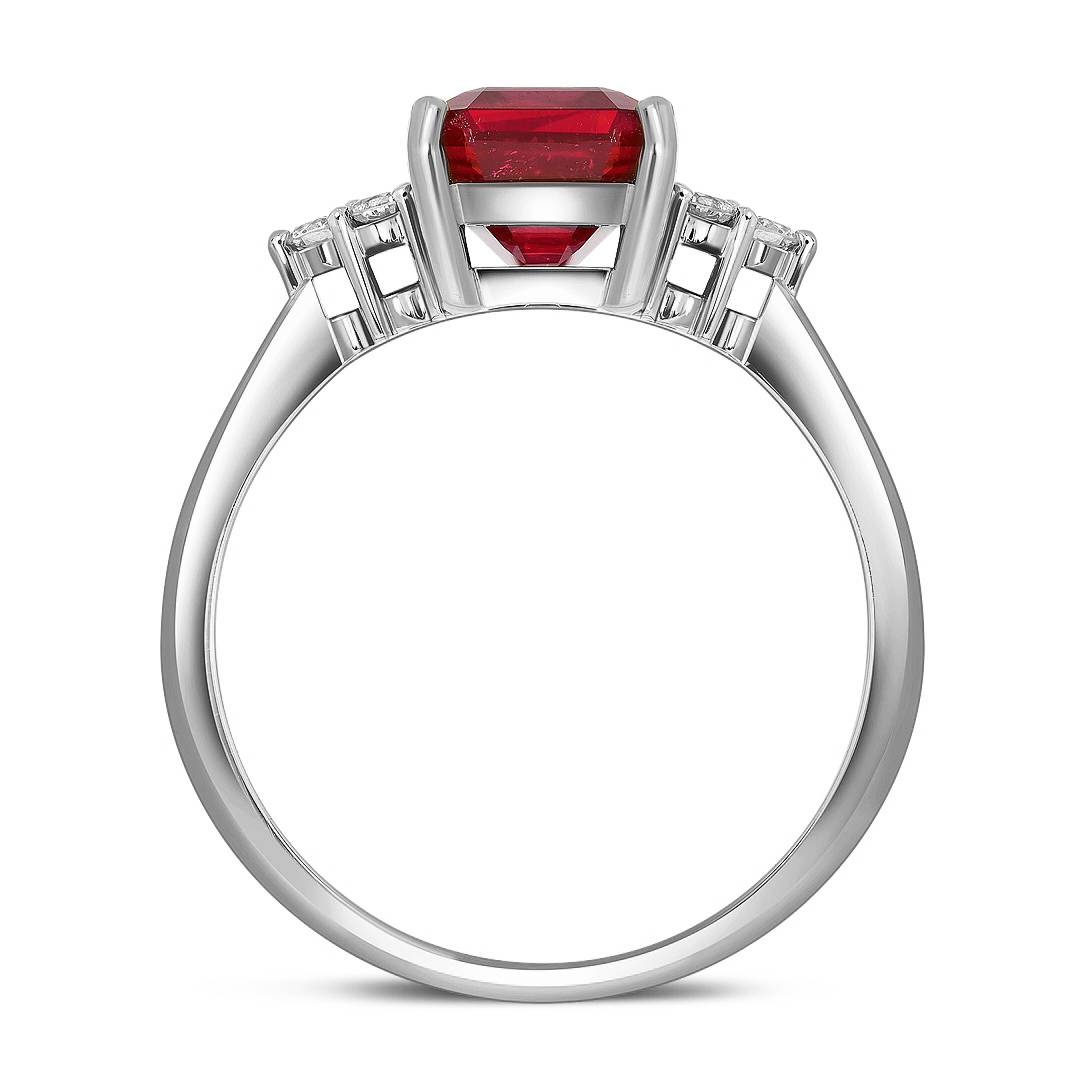 Кольцо из белого золота с бриллиантами и рубином (061058)