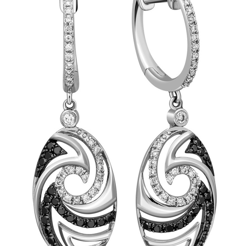 Серьги из белого золота с бриллиантами (001176)