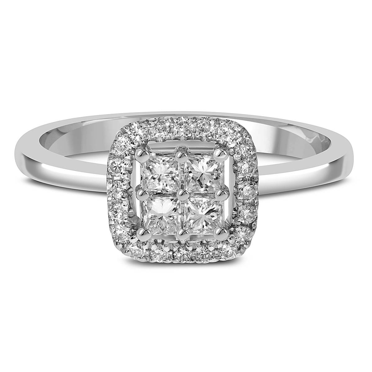 Кольцо из белого золота с бриллиантами (053752)