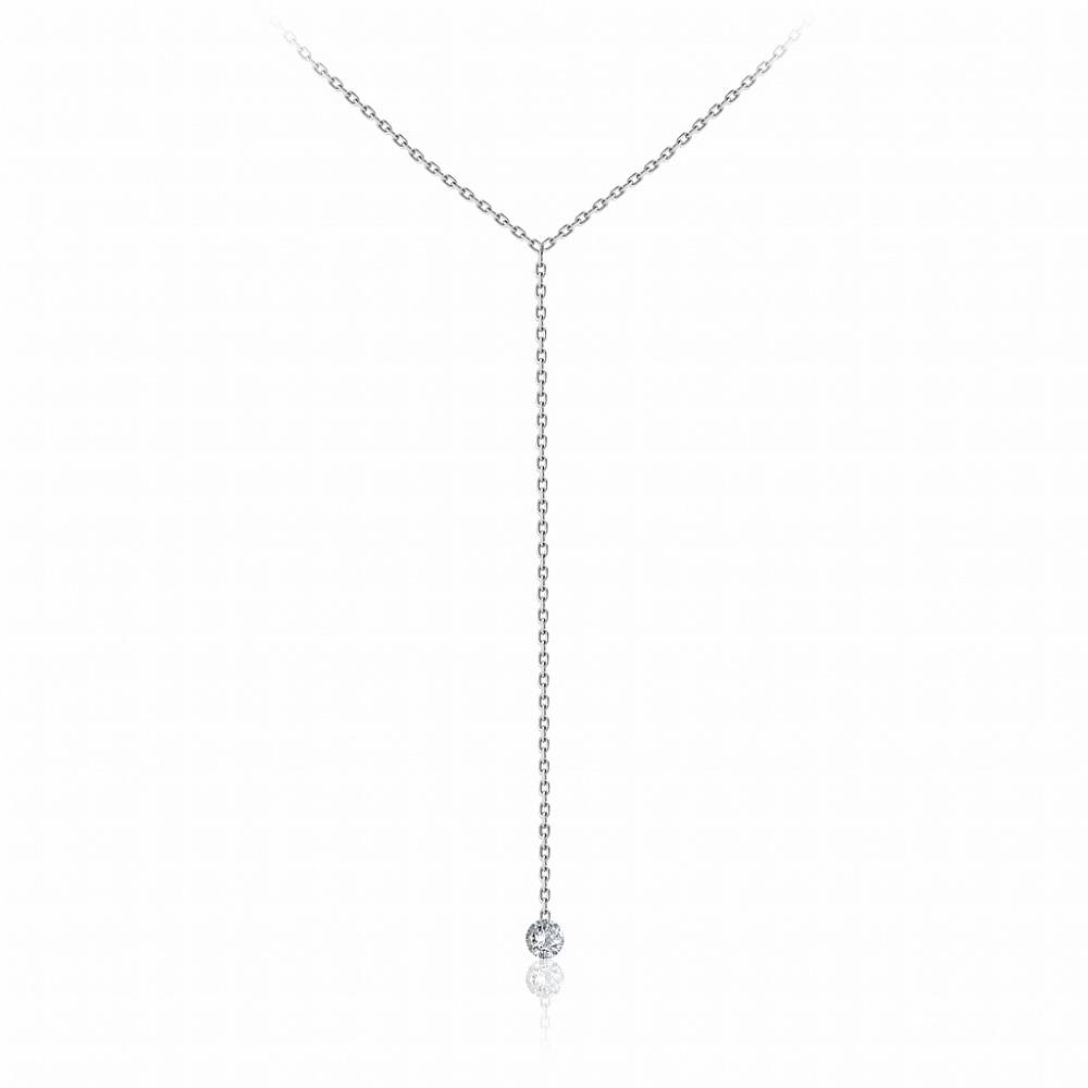 Колье из белого золота с бриллиантом (047759)