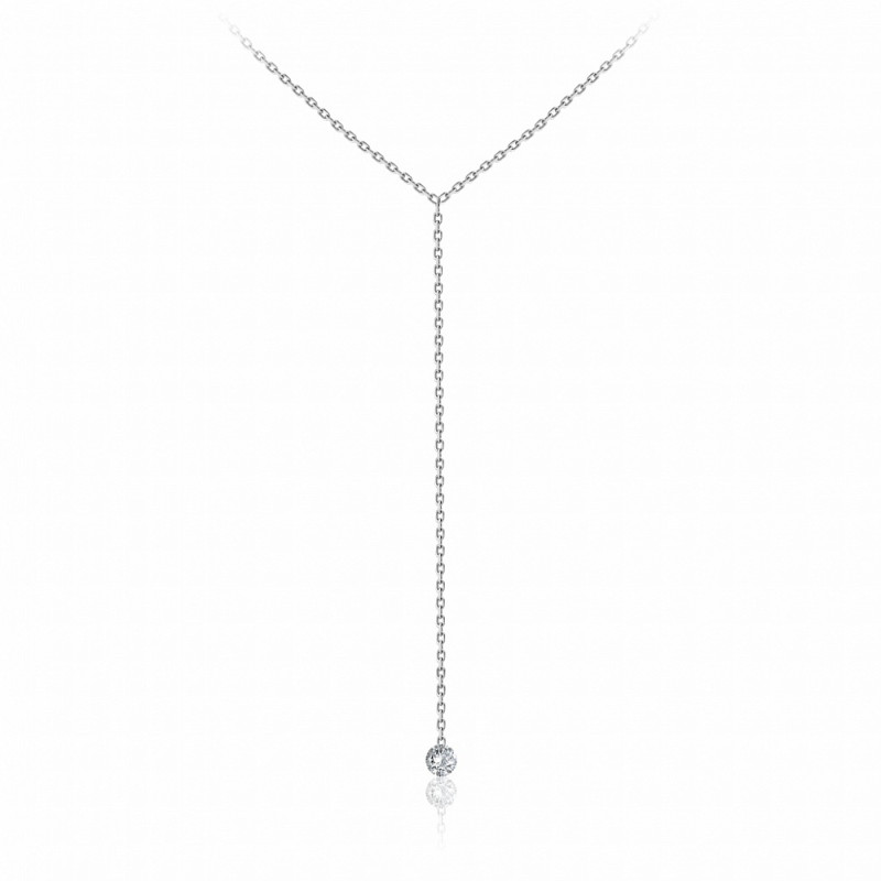 Колье из белого золота с бриллиантом (047759)