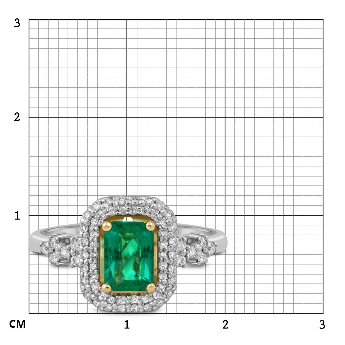 Кольцо из белого золота с бриллиантами и изумрудами (051828)