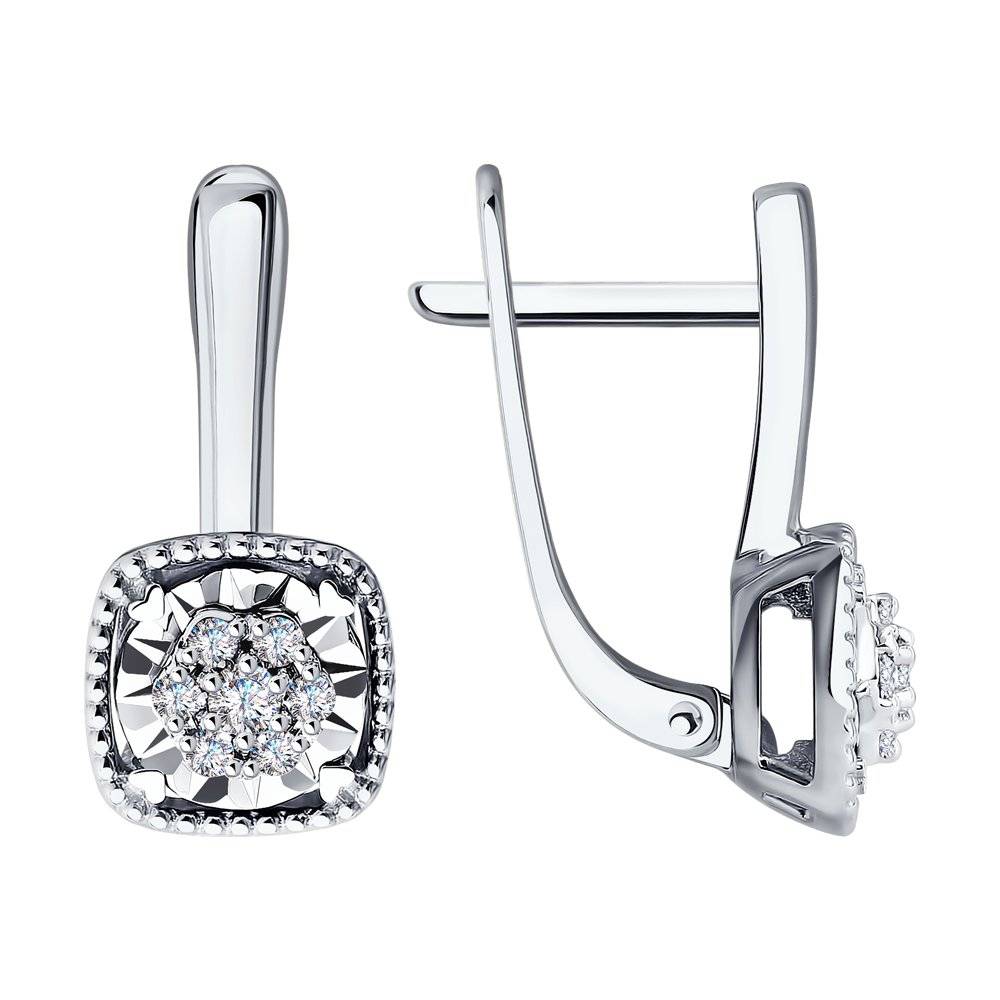 Серьги из белого золота с бриллиантами (046753)