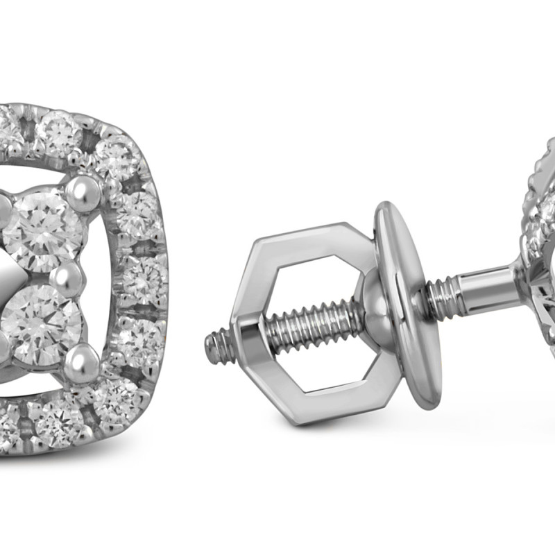 Серьги пусеты из белого золота с бриллиантами (052670)