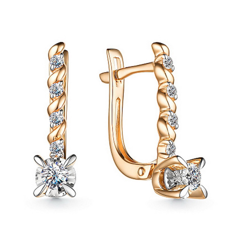 Серьги из красного золота с бриллиантами (053659)