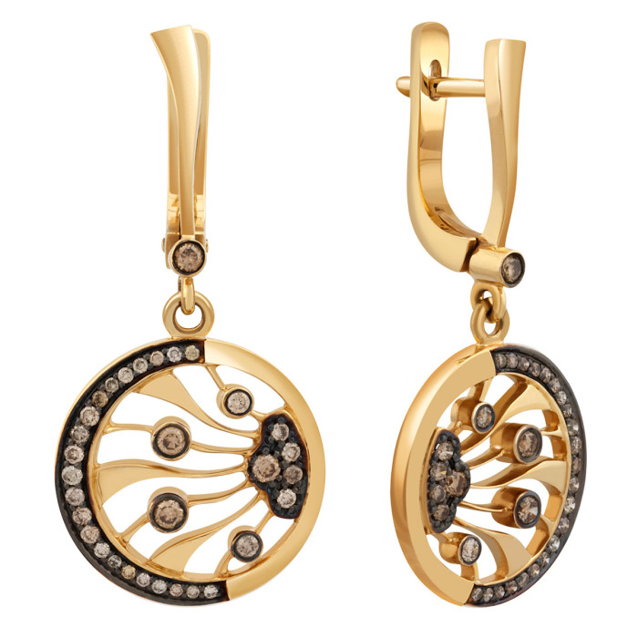 Серьги из жёлтого золота с бриллиантами (037632)