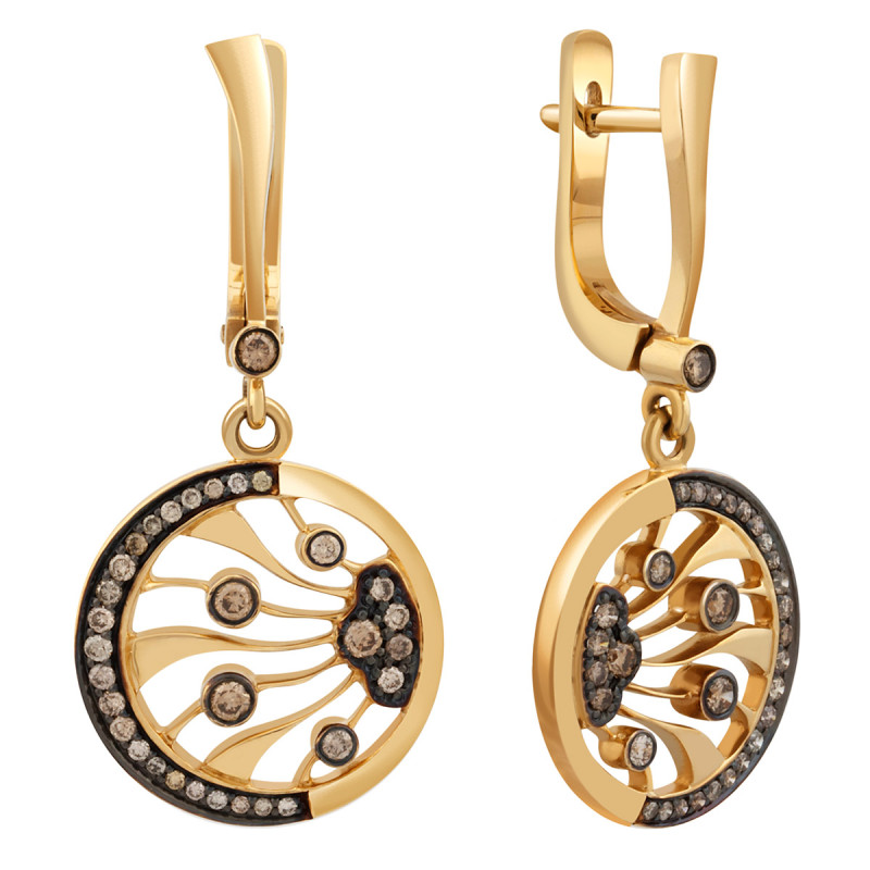 Серьги из жёлтого золота с бриллиантами (037632)