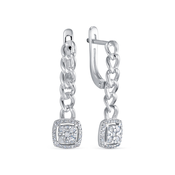 Серьги из белого золота с бриллиантами (061096)