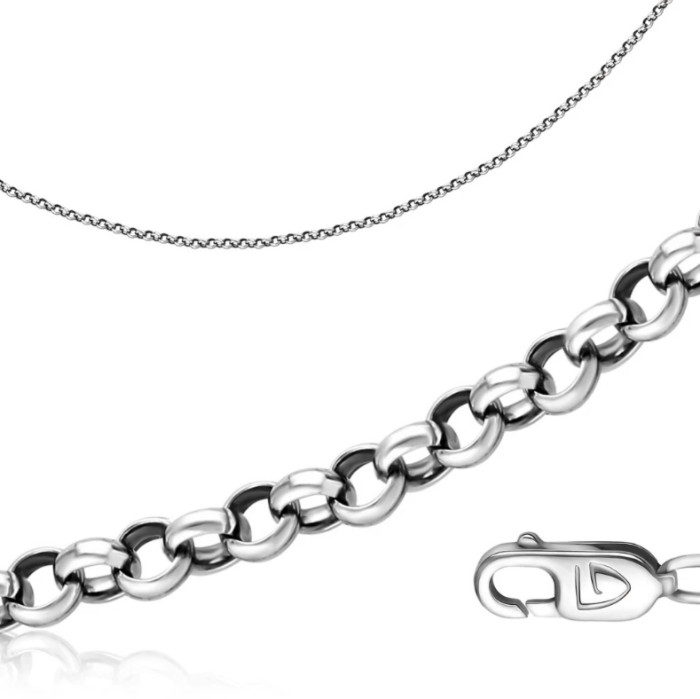 Цепь автомат из белого золота, плетение Ролло (051955)