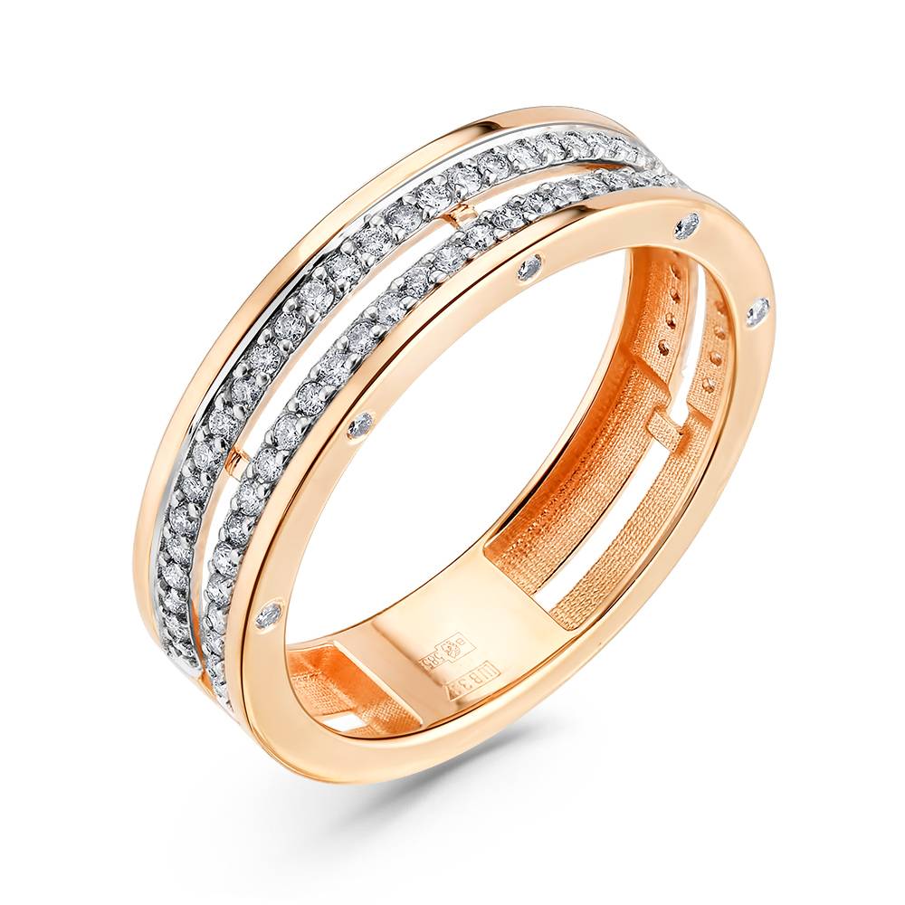 Кольцо из красного золота с бриллиантами (052939)