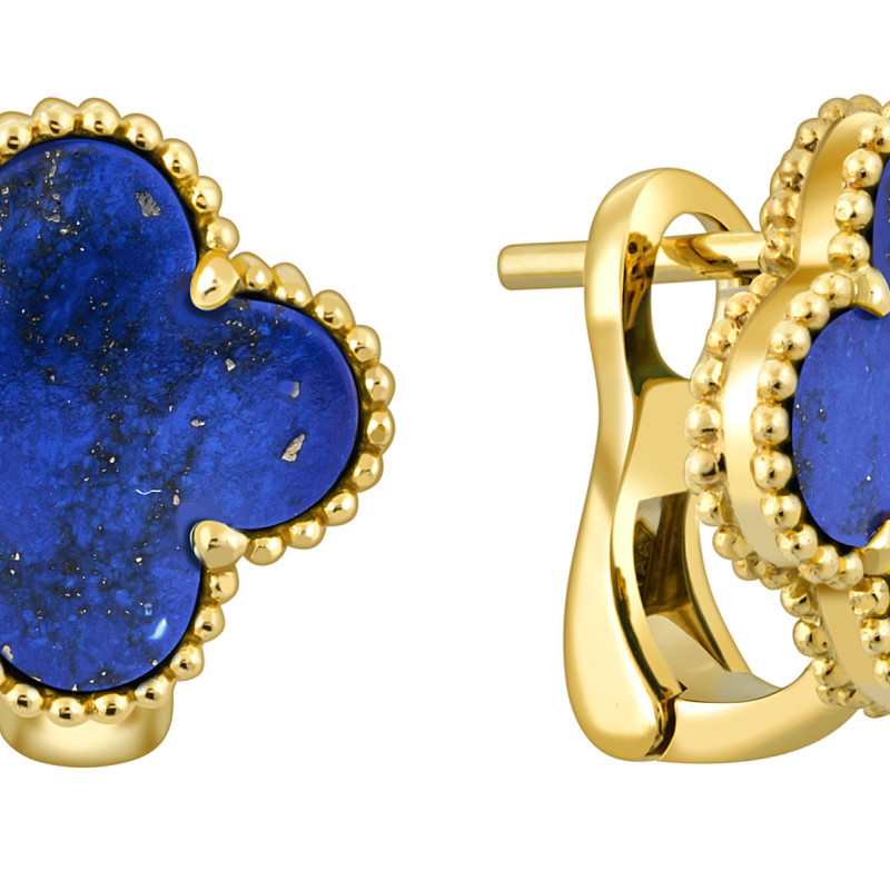 Серьги из жёлтого золота с лазуритом (052571)