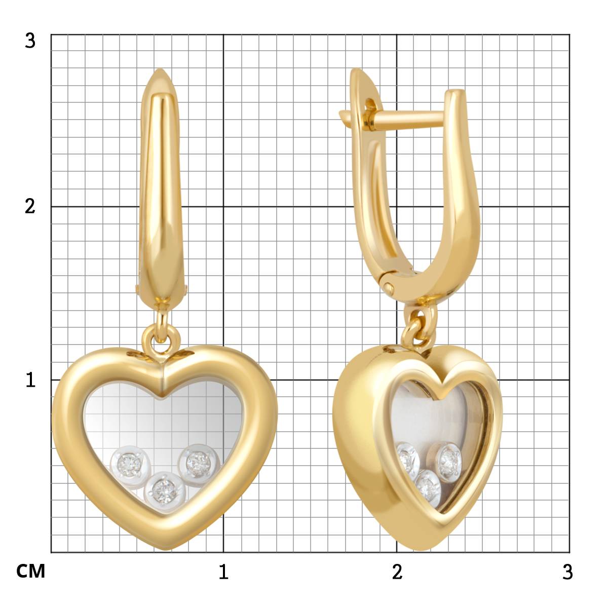 Серьги из жёлтого золота с бриллиантами (039678)