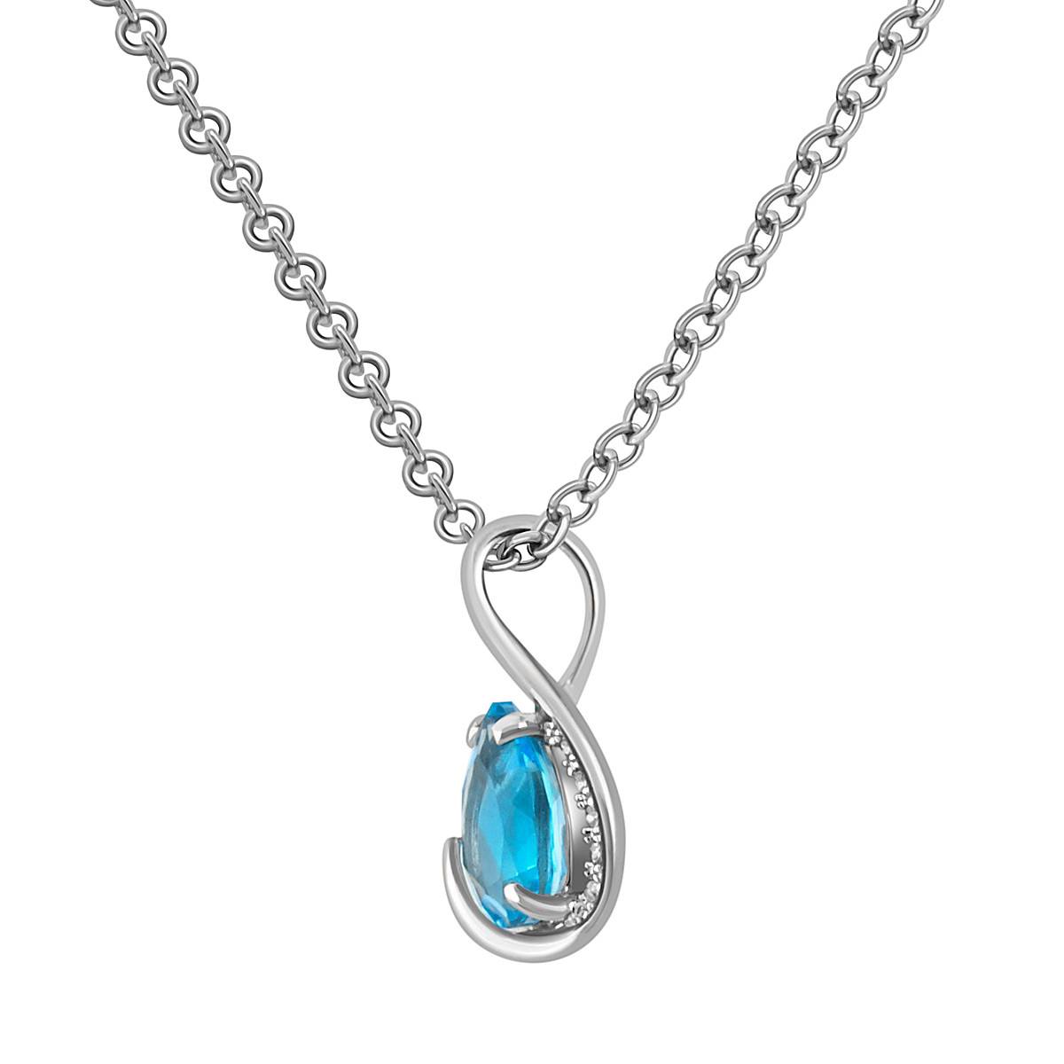 Кулон  из белого золота с бриллиантами и топазом (045284)