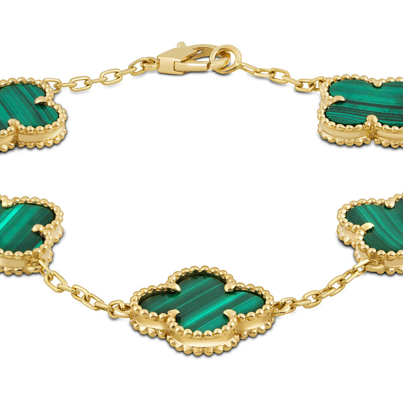 Браслет из жёлтого золота с малахитом (049750)