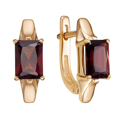 Серьги из красного золота с гранатами (041569)