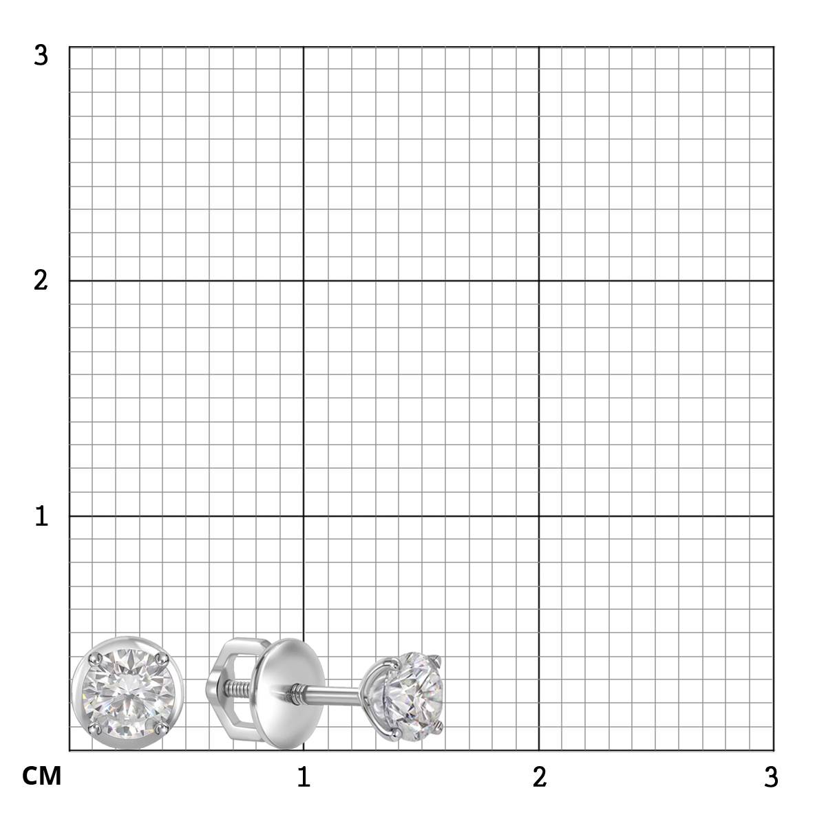 Серьги пусеты из платины с бриллиантами (064776)