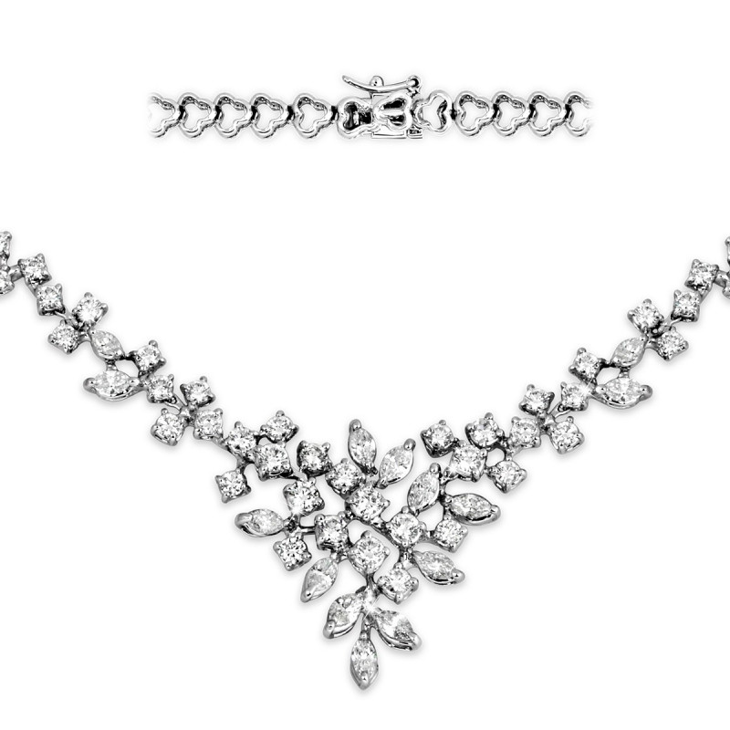 Эксклюзивное колье с бриллиантами из белого золота (003027)