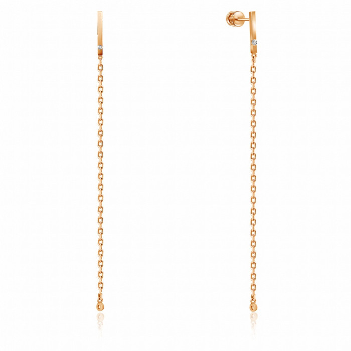 Серьги из красного золота с бриллиантами (047674)