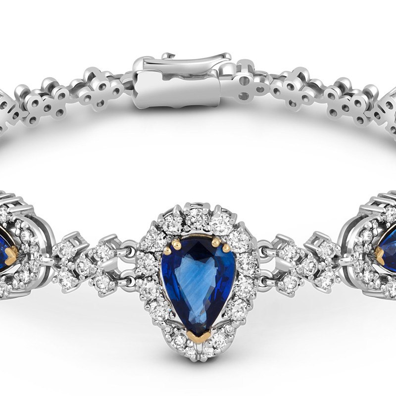 Браслет из белого золота с бриллиантами и сапфирами (045925)