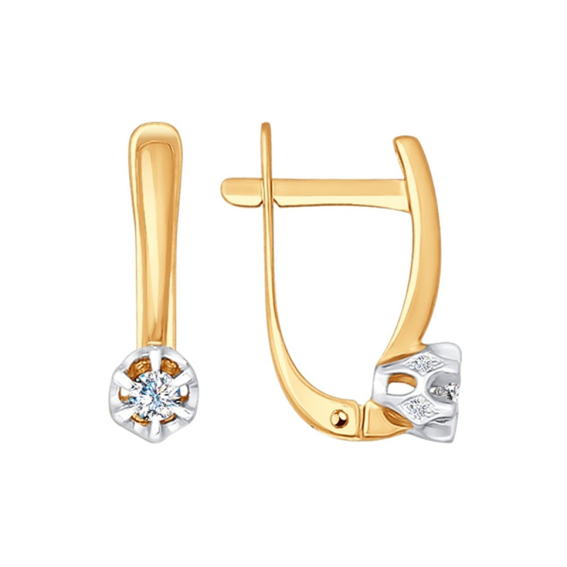 Серьги из комбинированного золота с бриллиантами (025130)