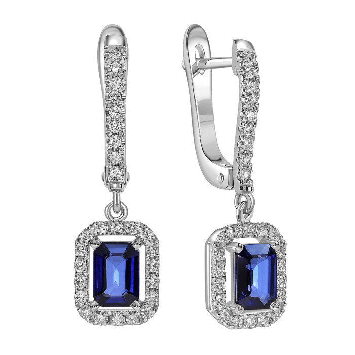 Серьги из белого золота с бриллиантами и сапфирами (061628)