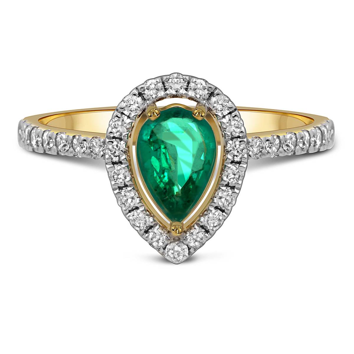 Кольцо из жёлтого золота с бриллиантами и изумрудом (060291)