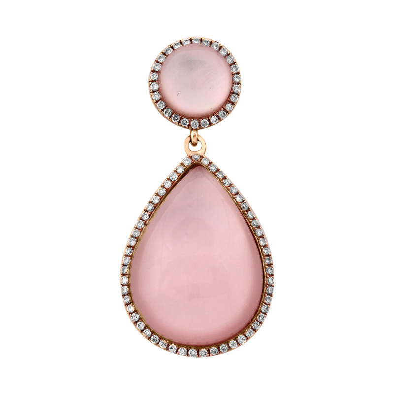 Кулон из красного золота с бриллиантами и кварцем (003997)