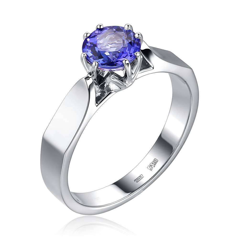 Помолвочное кольцо из белого золота с танзанитом (052844)