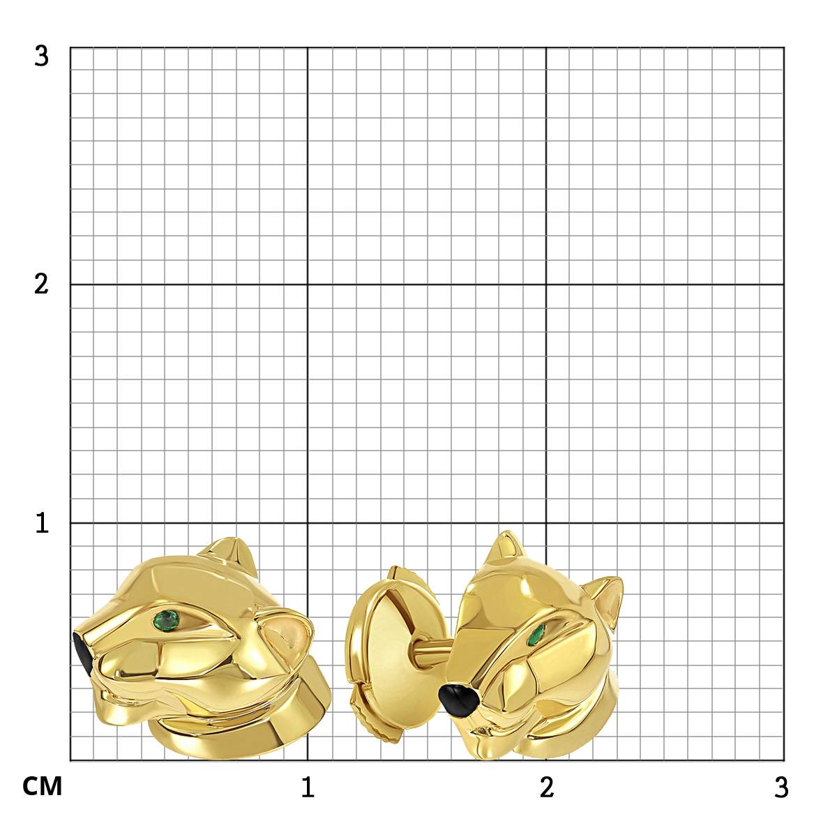 Серьги пусеты из  жёлтого золота с цирконами (060538)