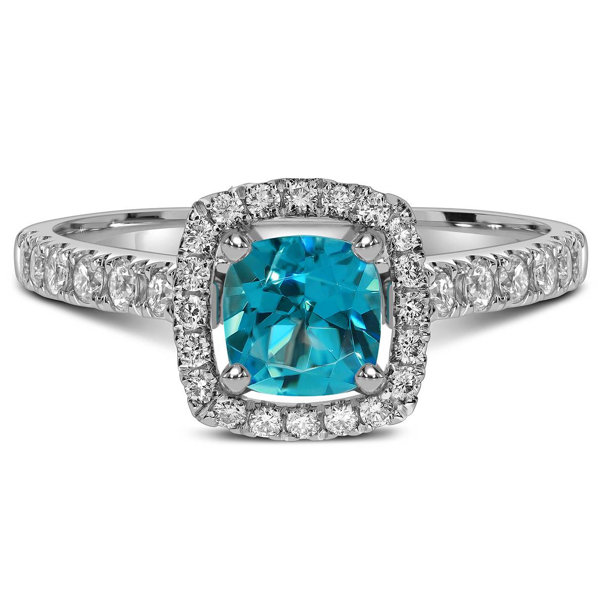 Кольцо из белого золота с бриллиантами и апатитом (058526)