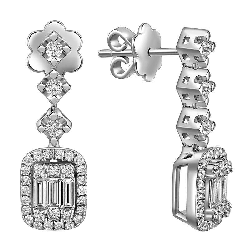 Серьги из белого золота с бриллиантами (054148)