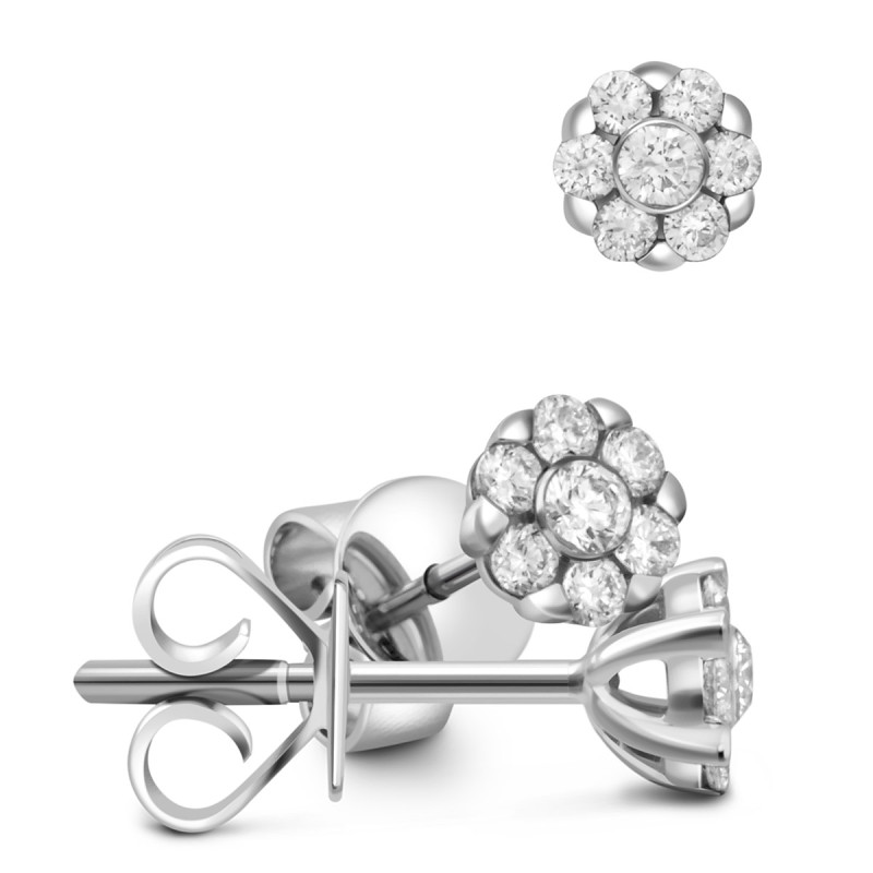 Серьги пусеты из белого золота с бриллиантами (032181)