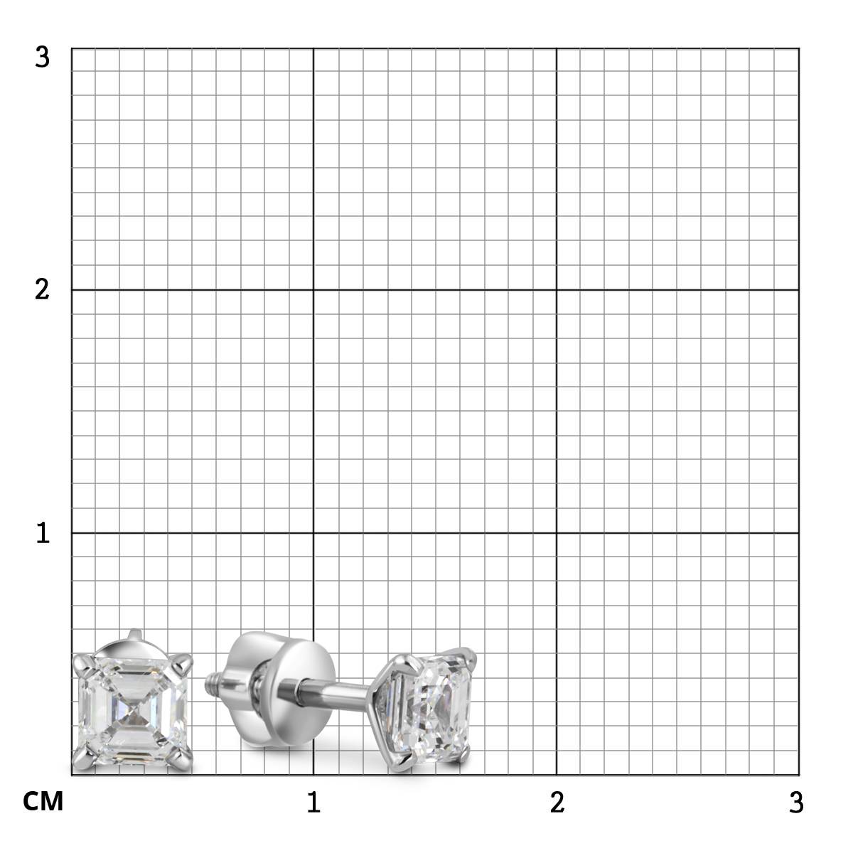 Серьги пусеты из белого золота с бриллиантами (050874)