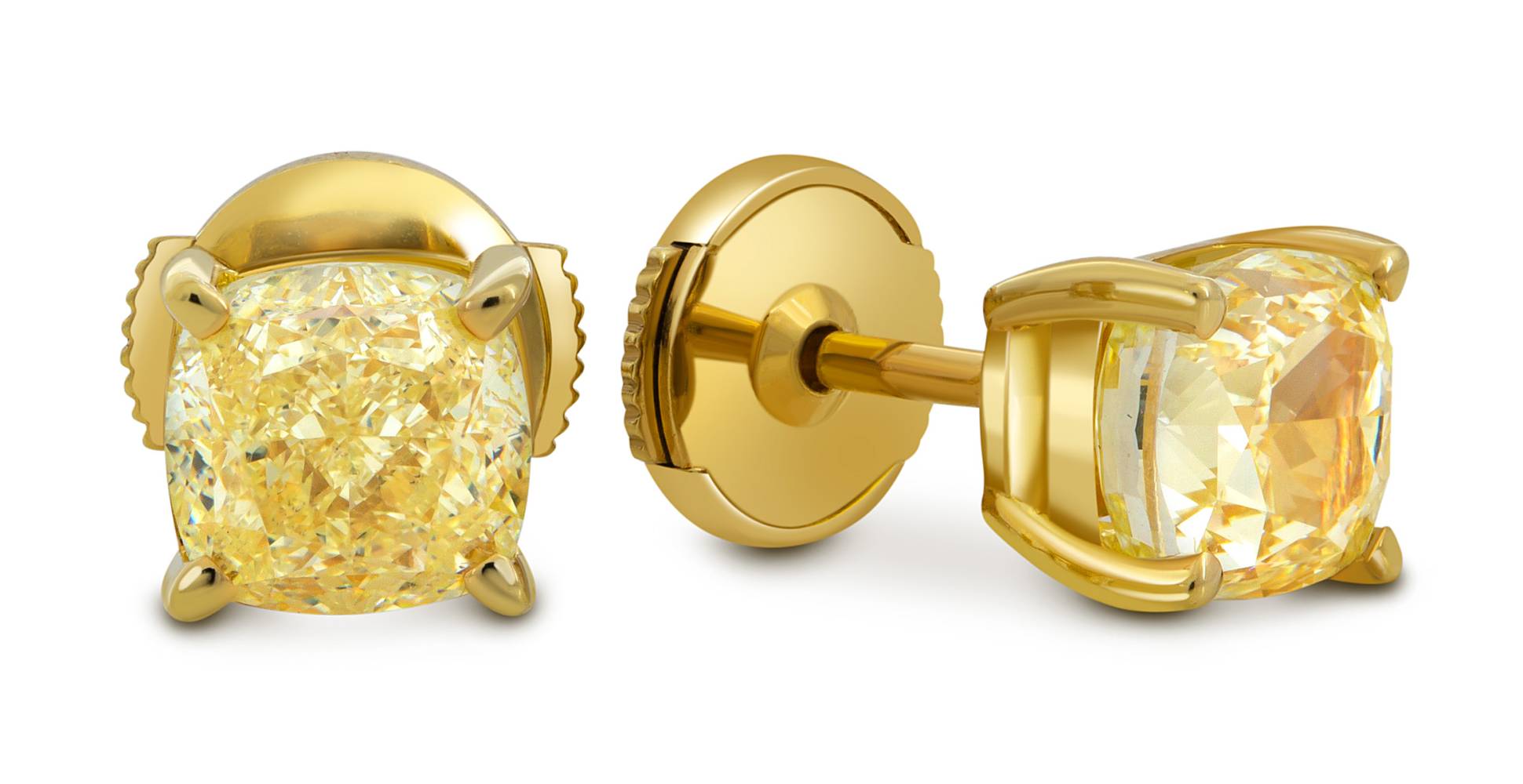 Серьги пусеты из жёлтого золота с бриллиантами (052654)